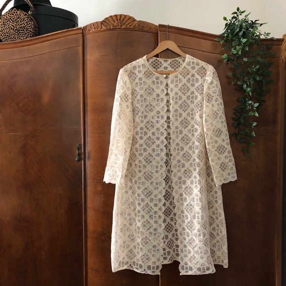 Vintage Jackets & Blazers - SOLD Vintage 60’s Ivory Lace Swing Overcoat M
